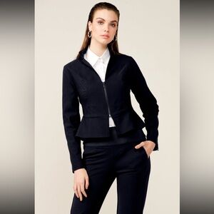 NEW Sacha Drake Front Zip Peplum Jacket in‎ Navy